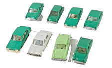 Job Lot Of 8X Vintage Tri-ang Minix Number 6 Hillman Minx Green Colour Unboxed.