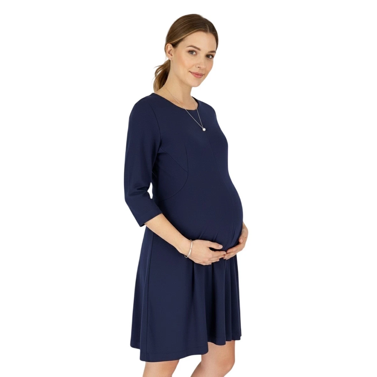 slim fit dress slacks Ripe Maternity Demi Tencel Dress Navy Xs main image 1