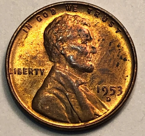 1953-D Lincoln Wheat Cent AU Album Toned Color Original Toner Starter Collection