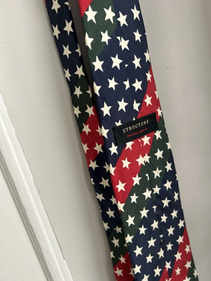 Vintage Italian Silk Stars And Stripes Print Men’s Neck Tie Excellent Condition - Image 4 of 4
