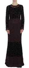 Dolce & Gabbana Purple Floral Lace Ricamo Maxi Women's Dress Authentic