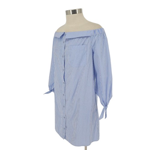New York & Co Herren Hemdkleid blau gestreift schulterfrei Langarm neu ohne Etikett Small - Bild 5 von 10