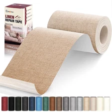Linen Repair Tape Kit, Self-Adhesive Fabric Patches, Dark Beige, 4x79 Inch