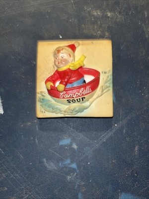 Vintage 1997 Campbell's Soup Kid Winter Fridge Magnet Square Multi-Color CSC