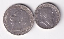 Coin silver Baden 3 Mark 1909 and 2 Mark 1902 NSW Leipzig