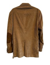 Vintage Mens Medium Corduroy Blazer Jacket Tan Elbow Patch Preppy Professor