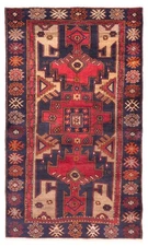 Vintage  Traditional 3'9" x 6'7" Oriental Hand-Knotted Wool Area Rug