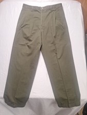 Vtg Chaps Ralph Lauren Pants Mens 34x29 Green Chino Pleated Front Cuffed