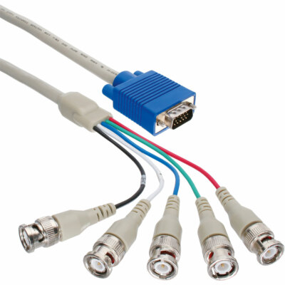 InLine  VGA BNC Kabel 5x BNC Stecker zu 15pol HD Stecker grau 5m