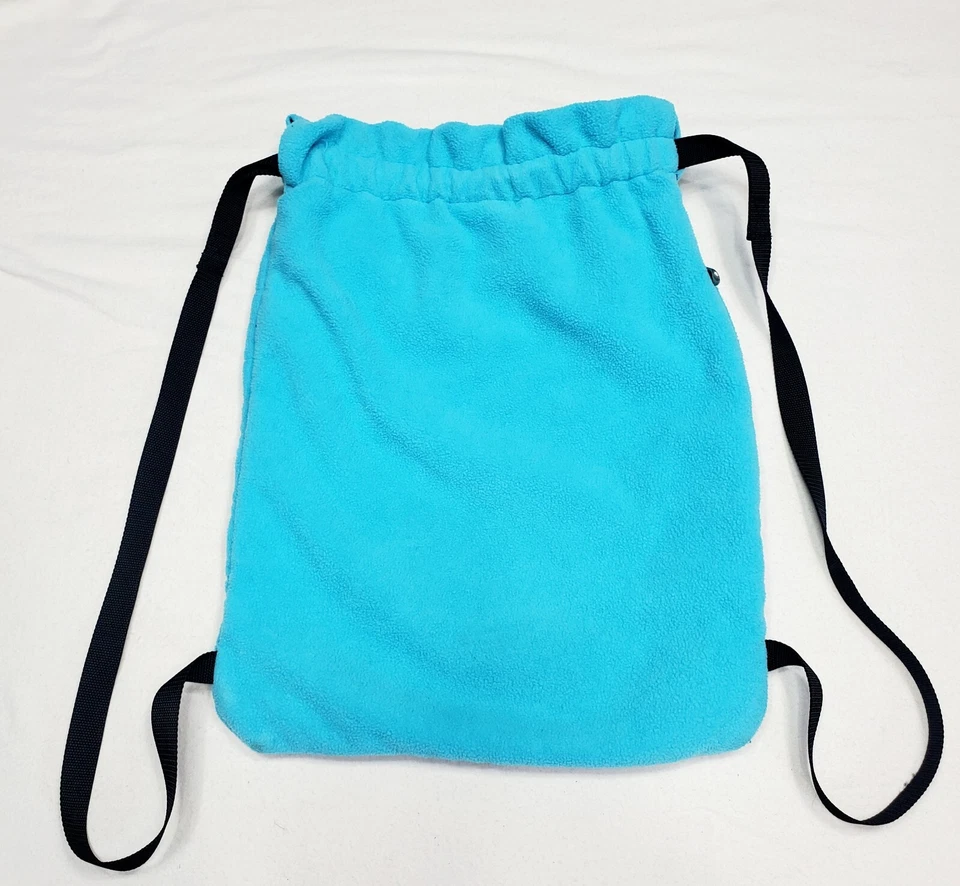 Nike Logo Quilted Baby Blue Fleece Drawstring Gym Bag Unisex Side Zip Pocket - Image 2 of 4