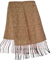 Jones New York Wrap Scarf Tassels Metallic Floral Rayon Brown Gold Shimmer 72"