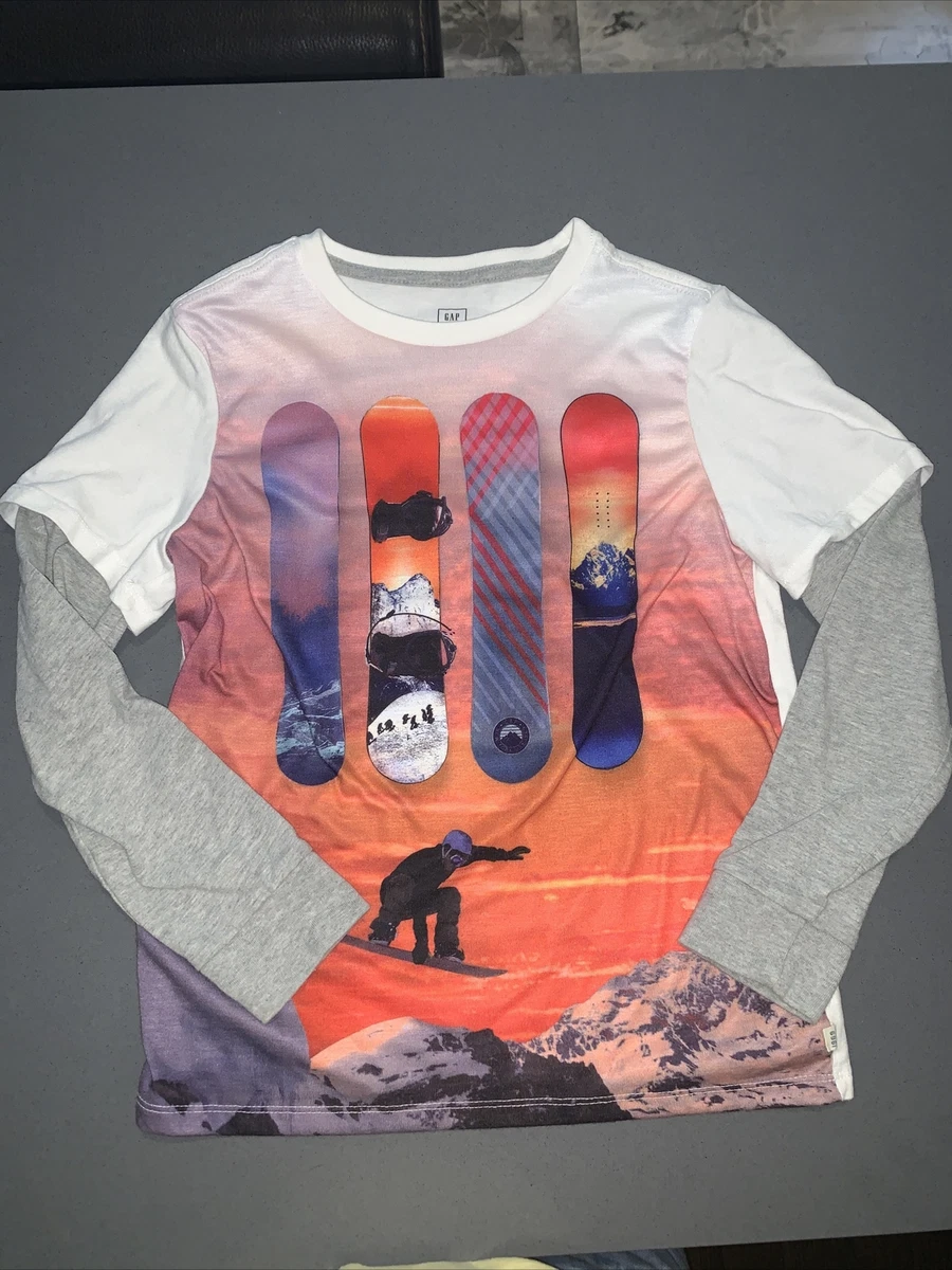 Gap Long Sleeve Shirt Youth L 10 Pullover Orange White Blue Gray Sleeves Boys