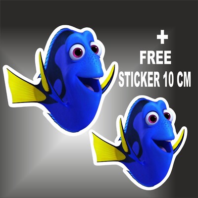 Aufkleber - Sticker DORY NEMO  Comics cartoon +FREE STICKER 10 CM
