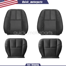 For 07-14 Silverado 1500 Driver Passenger Leather Seat Cover Bottom &Top Black
