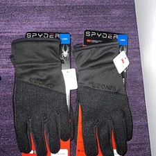2 Pairs Spyder Core Conduct Gloves Touch Screen Compatible Leather Palm, Size L