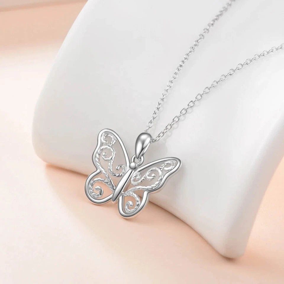 Colar pingente borboleta prata esterlina 925 MLD - Joia folheada a ródio - Imagem 2 de 4