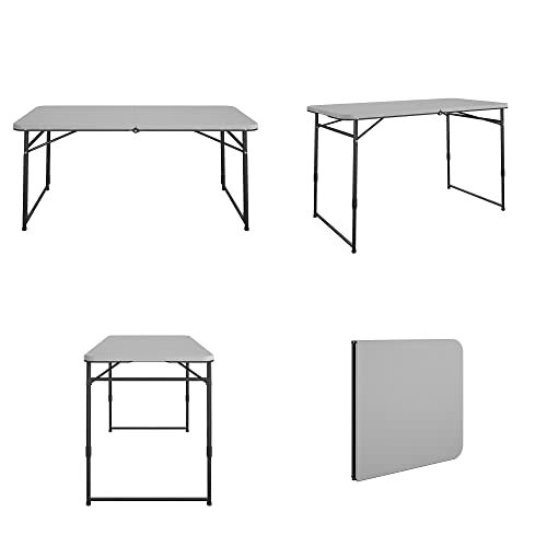4 ft. Fold-in-Half Portable Indoor/Outdoor Utility Table, Gray Grey - Picture 4 of 7
