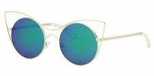 Women Oversized Cat Eye Sunglasses Gold Metal Frame Round Tinted Lens UV400