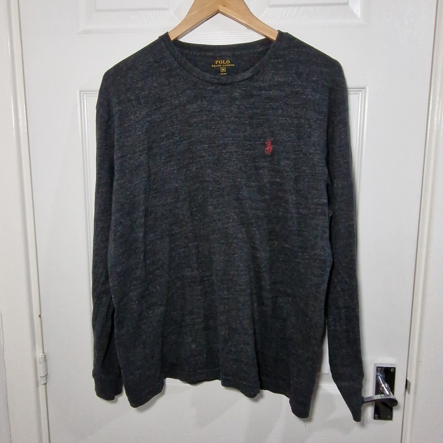 Ralph Lauren T Shirt Grigio Medio Manica Lunga Polo Pony Girocollo