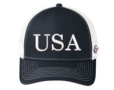 Trump USA Hat 45th  47th President Snapback Trucker Mesh Navy