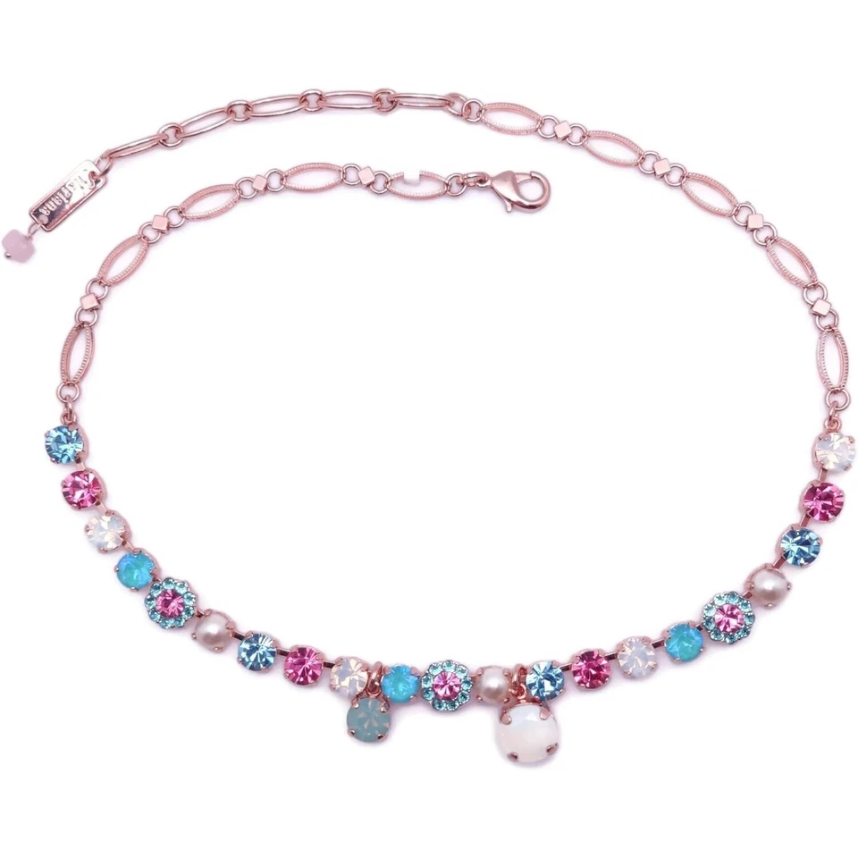 Collar Mariana Banana Oro Rosa Dividido Rosa y Azul Cristal Mosaico 1146 Nuevo con Etiquetas Foto 2 de 3