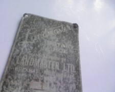 Vintage Landmaster Rotary Hoe badge identification plaque