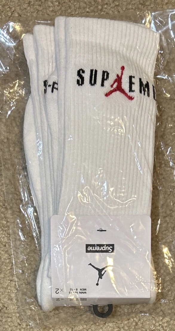 Chaussettes blanches Supreme Jordan Crew taille L neuves avec étiquettes LIVRAISON GRATUITE !