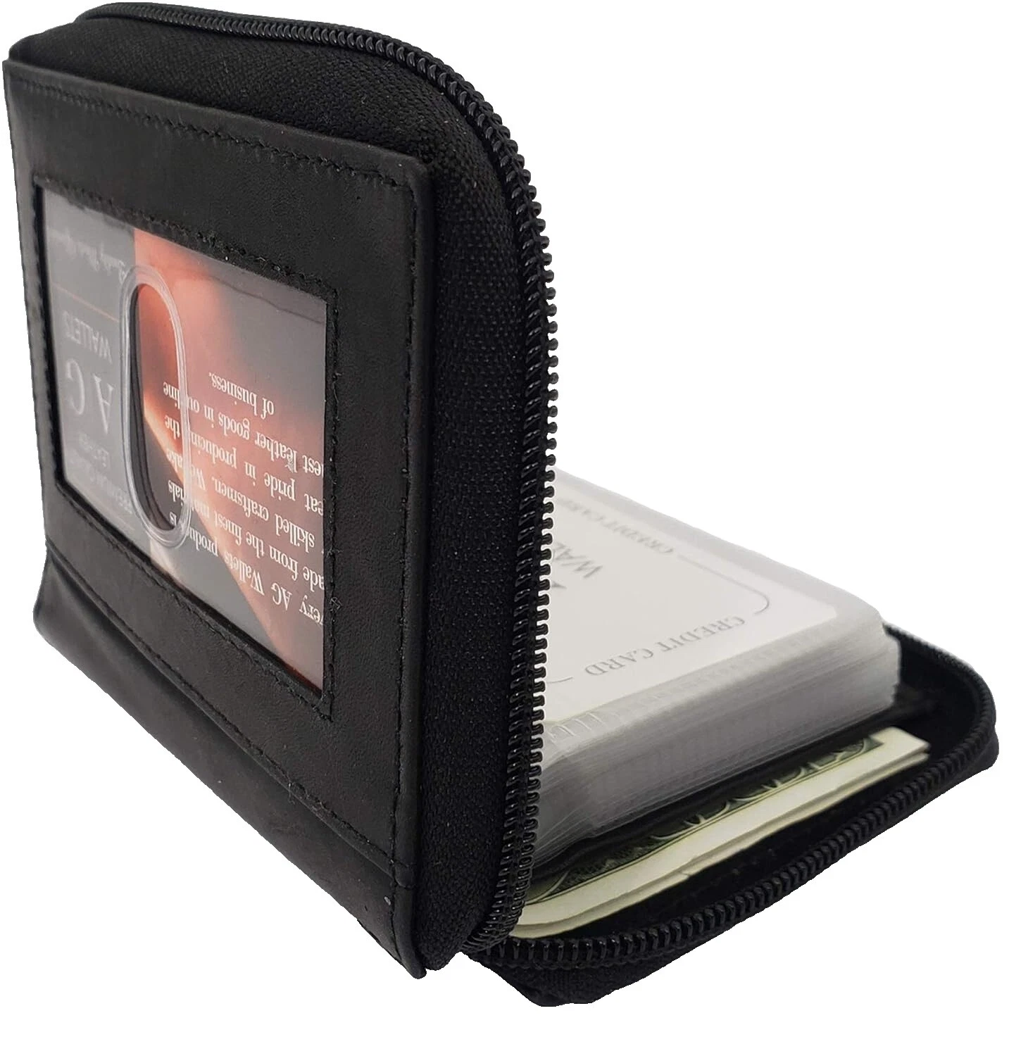 Black Leather Men's Wallets with Credit Card