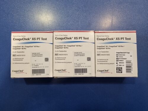CoaguChek XS PT Test Coagu Chek Testreifen 3 Pack 2 x 24, 144 Stück - Bild 1 von 4