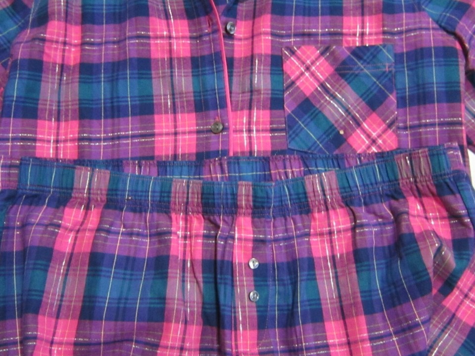 LOT Victoria Secret DREAMER COTTON FLANNEL SLEEP SHIRT PANT PAJAMAS S