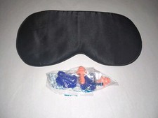 2pc Set 100 Silk Sleep Eye Mask Adjustable Super Soft Padded With Ear Plugs NEW