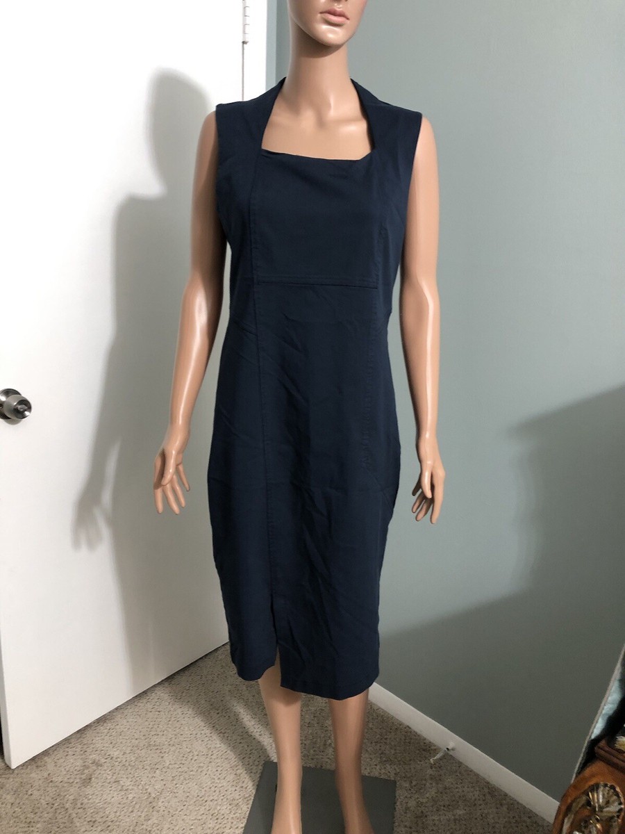 PORTO SF Sz 2=M Navy Blue Square Neck Asymm Slit Hem Sleeveless Stretch Dress | eBay PORTO SF Sz 2=M Navy Blue Square Neck Asymm Slit Hem Sleeveless Stretch Dress | eBay