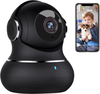 litokam 2K Indoor Security Camera, 360° Cameras for Home 1 Pack-2.4GHz, Black 