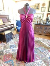 STUNNING PERMANENT PLEATED CHARMEUSE "CAMILLE LE VIE" FUCHSIA FORMAL GOWN SZ 6
