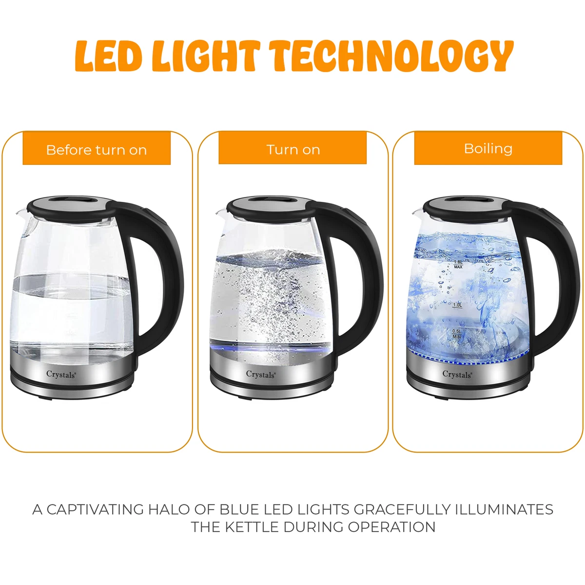 Illuminated glass kettle cheap