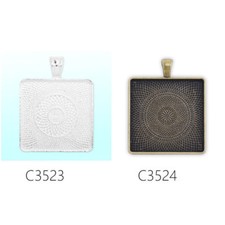 20Pcs fit 30MM Square Glass Cabochon Zinc Alloy Bezel Pendant Blank Bases Trays