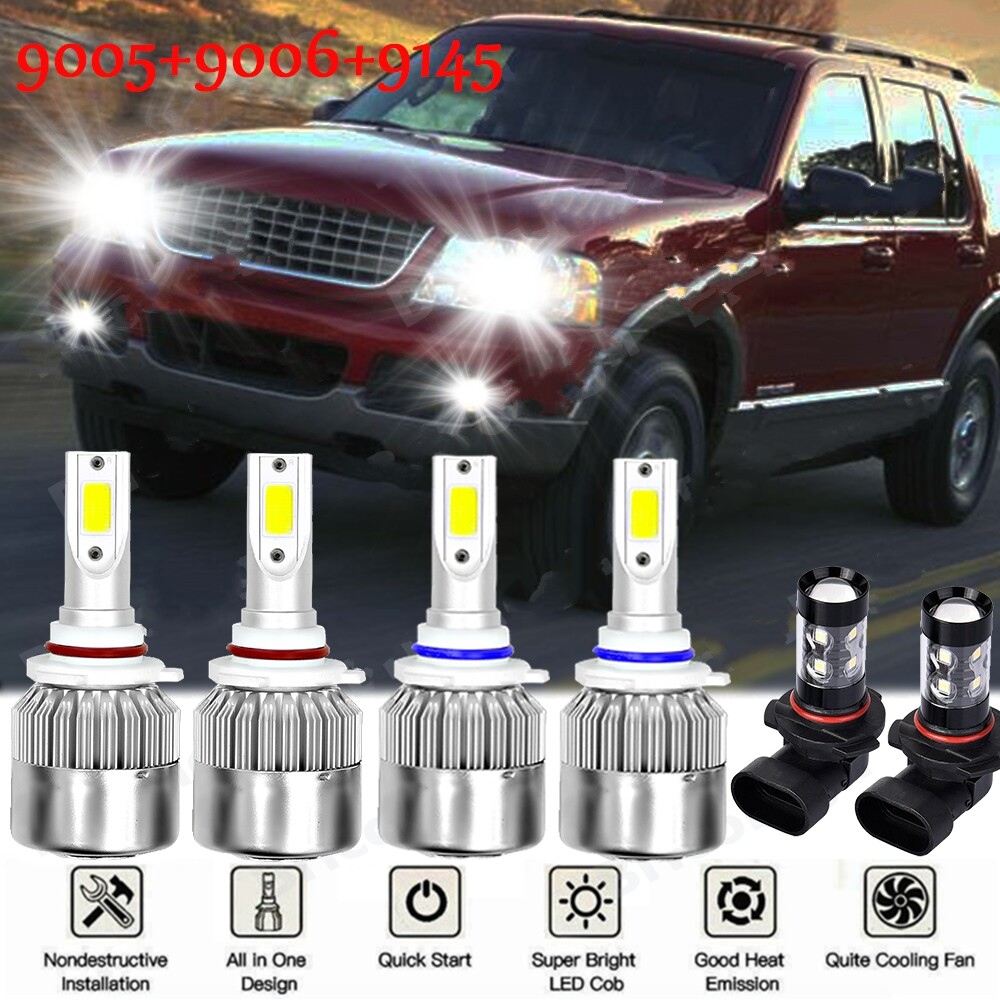 For Ford Explorer 2002 2003 2004 2005 - Combo LED Headlights Fog Light Bulbs Kit