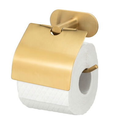 WENKO Turbo-Loc  Toilettenpapierhalter mit Deckel Mod. Orea Gold Matt, Befestige