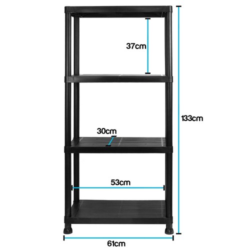 Garage Storage Shelves Black Plastic Shed Office 3 4 or 5 Tier Shelving