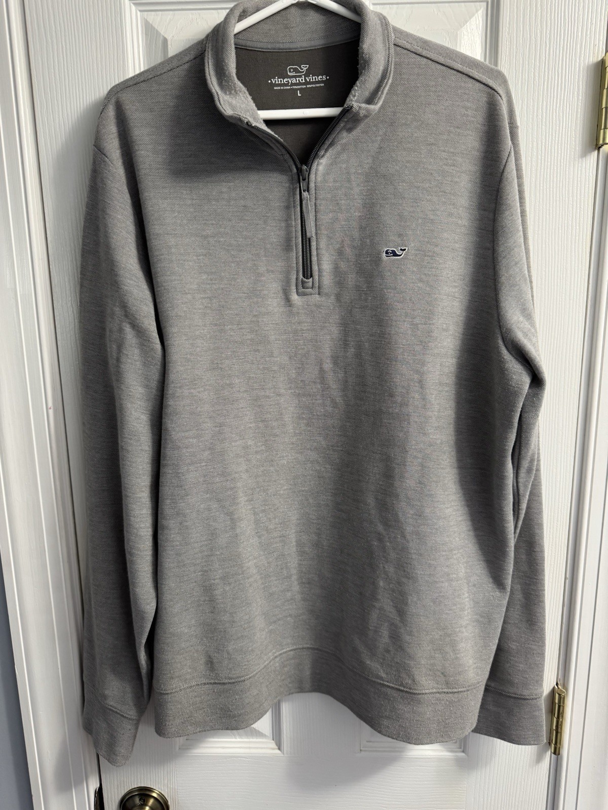 Vineyard Vines 1/4 Zip Gray Pullover Long Sleeve Shirt Men's Large Cotton Heavy