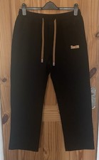 Black Cropped Jeans Womens Elastic Waist Drawstring Pockets Large Fits UK 12-14