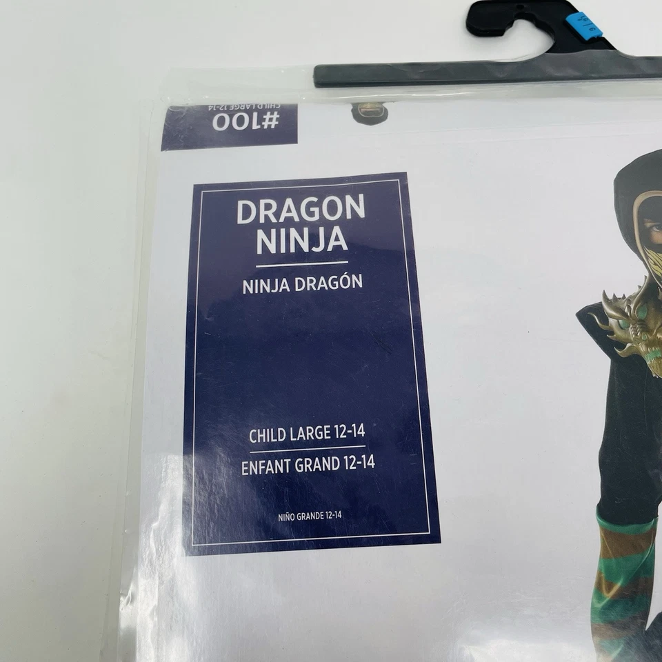 Disfraz de Halloween Dragon Ninja para niños jóvenes talla grande 12-14 en negro Foto 3 de 4