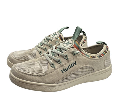 Hurley Women s Low Top Slip-on Sneakers Beige/Green Striped Lining Size 8