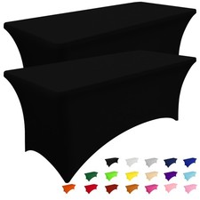 2 Pack Spandex Table Cloth 6FT, Elastic Fitted Stretch Tablecloths, Washable