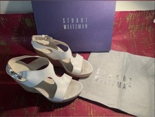 Stuart Weitzman Women s White Leather Wedge S...