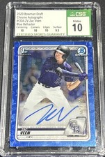 2020 BOWMAN DRAFT ZAC VEEN CHROME DRAFT PICK AUTO BLUE REFRACTOR #/150 CSG 10