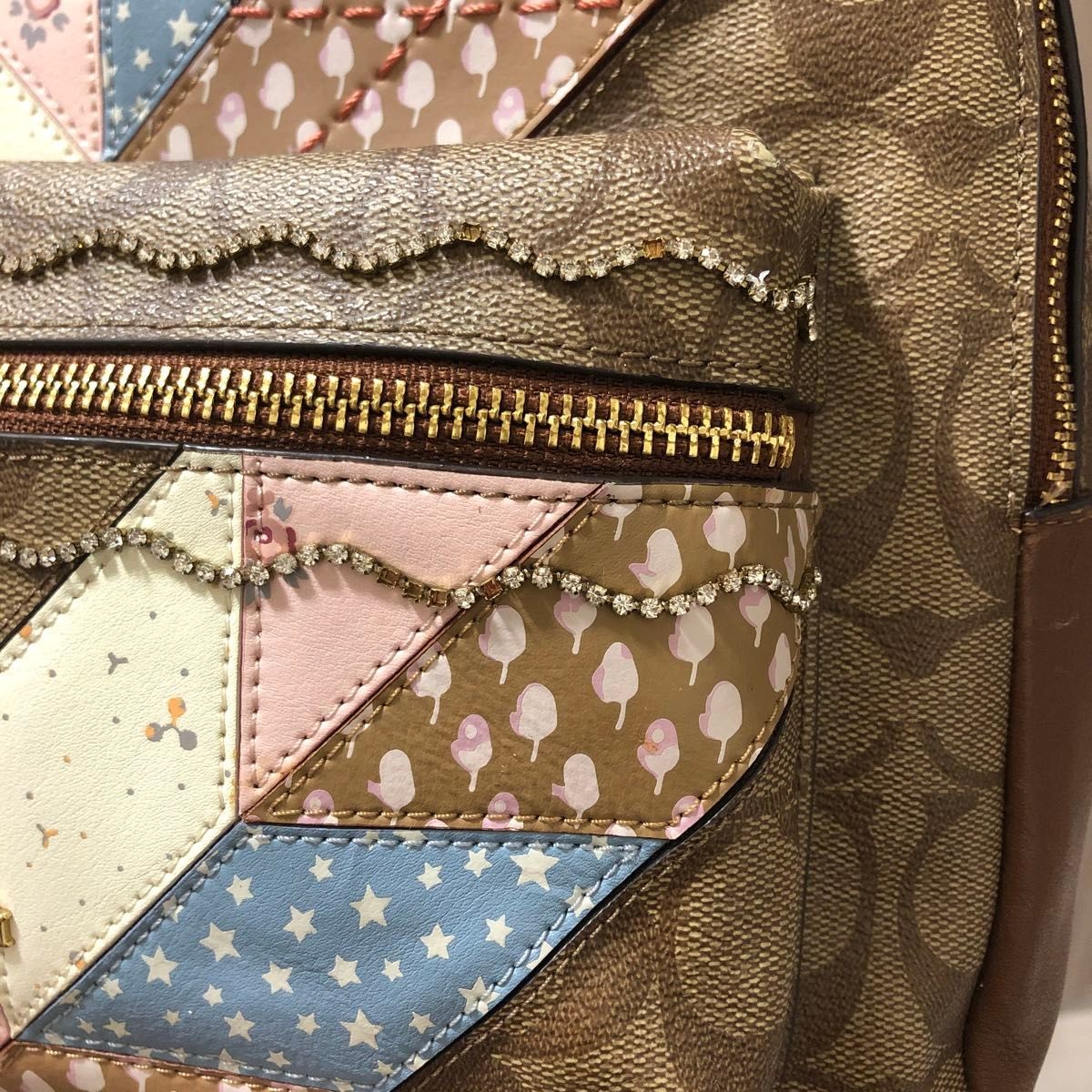 COACH patchwork star duffle backpack brown 22a - image 4