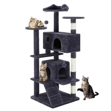 DUMOS 54-inch Indoor Cat Tree Tower –Multi-Level Pet House for Large Cats wit...