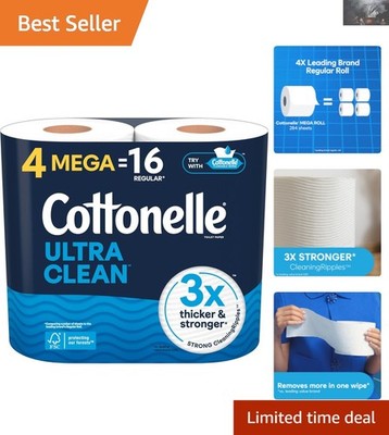 Effortless Clean with Ultra Clean Toilet Paper - 4 Mega Rolls, 284 Sheets Each