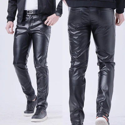 Lederjeans Herren Clubwear Hose Wetlook Winter Tanz Reißverschluss Mode Leder L - Bild 1 von 4